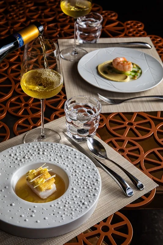 Wine pairing served at the table